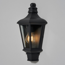 Perry Outdoor Traditional Half Lantern - Black - thumbnail 2