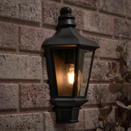 Perry Outdoor Traditional Half Lantern - Black - thumbnail 7