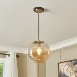 Gaio 1 Light Ceiling Pendant with Champagne Shade - Brass - thumbnail 8