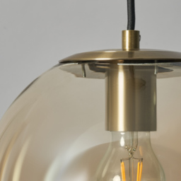 Gaio 1 Light Ceiling Pendant with Champagne Shade - Brass - thumbnail 4