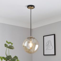 Gaio 1 Light Ceiling Pendant with Champagne Shade - Brass - thumbnail 7