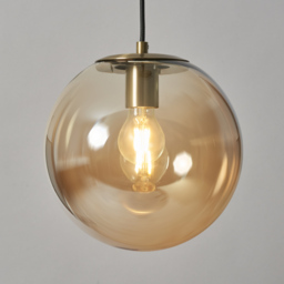 Gaio 1 Light Ceiling Pendant with Champagne Shade - Brass - thumbnail 2