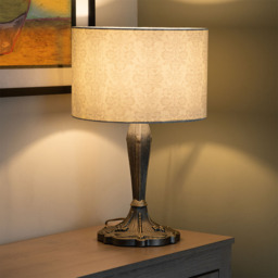 Tiffany Style Table Lamp with Grey Shade - Antique Brass - thumbnail 6