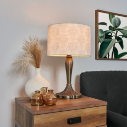 Tiffany Style Table Lamp with Grey Shade - Antique Brass - thumbnail 7