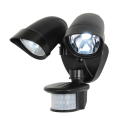 Lune Outdoor Twin LED Flood Light With PIR Sensor - Black - thumbnail 1