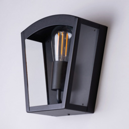 Hamble Outdoor Lantern Curved Wall Light - Black - thumbnail 3