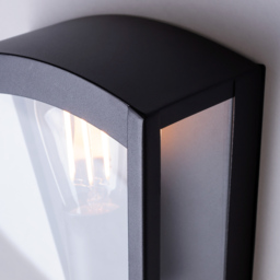 Hamble Outdoor Lantern Curved Wall Light - Black - thumbnail 4
