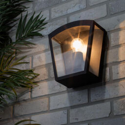 Hamble Outdoor Lantern Curved Wall Light - Black - thumbnail 5