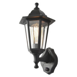 Neri Outdoor Polycarbonate Wall Lantern with PIR Sensor - Black - thumbnail 1