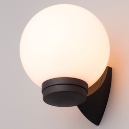 Lancaster Outdoor Globe Wall Light - Black - thumbnail 2