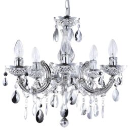 Marie Therese Chandelier 5 Light Dual Mount - Silver