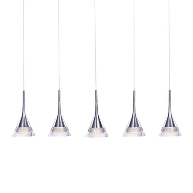 Visconte Gem Conical LED 5 Light Ceiling Pendant Bar - Chrome