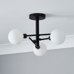 Supa 3 Light Stick Semi Flush Ceiling Light - Black - thumbnail 3