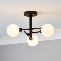 Supa 3 Light Stick Semi Flush Ceiling Light - Black - thumbnail 2