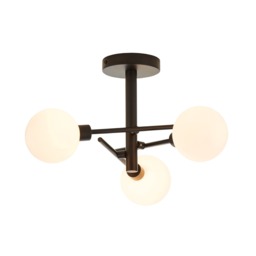 Supa 3 Light Stick Semi Flush Ceiling Light - Black - thumbnail 1