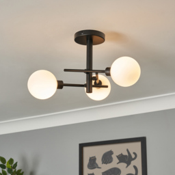 Supa 3 Light Stick Semi Flush Ceiling Light - Black - thumbnail 7