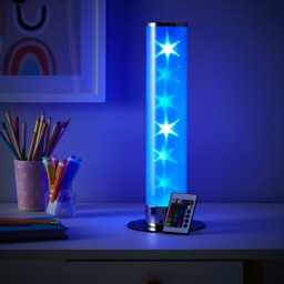 Glow Galaxy Cylinder Colour Changing LED Table Lamp - Chrome - thumbnail 6