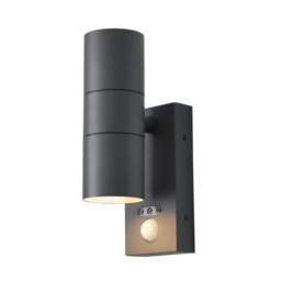 Kenn 2 Light Outdoor Up and Down Wall Light with PIR Sensor - Anthracite - thumbnail 1