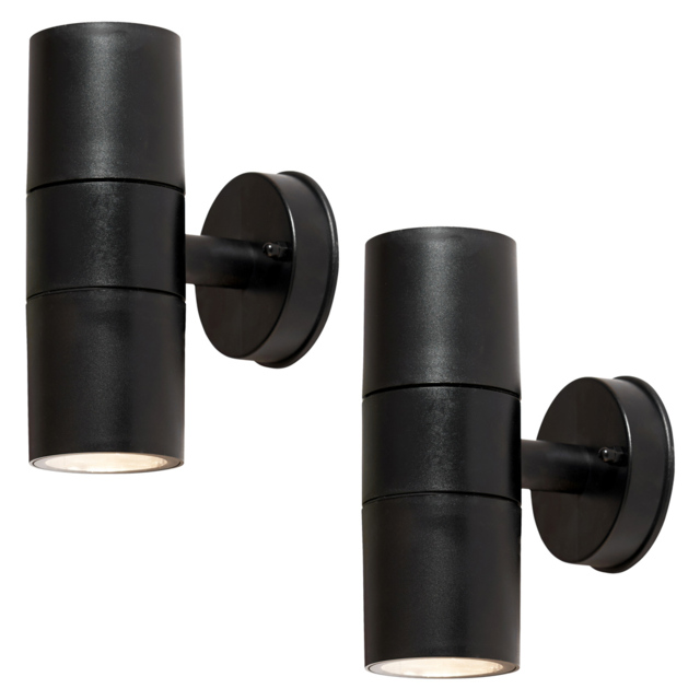 2 Pack of Hahn Outdoor Polycarbonate LED Single Up & Down Wall Light - Black - image 1