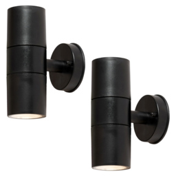 2 Pack of Hahn Outdoor Polycarbonate LED Single Up & Down Wall Light - Black