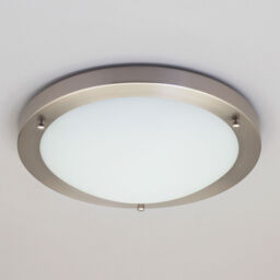 Mari Large Flush Bathroom Ceiling Light - Satin Nickel - thumbnail 3
