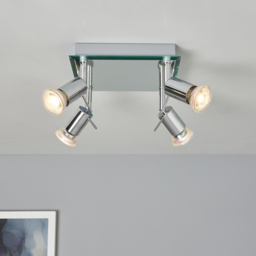 Mercury 4 Light Ceiling Mirror Flush Spotlight Plate - Chrome - thumbnail 5
