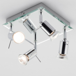 Mercury 4 Light Ceiling Mirror Flush Spotlight Plate - Chrome - thumbnail 2
