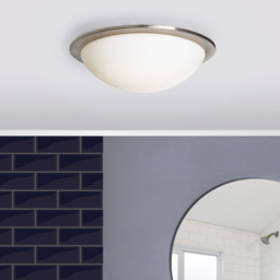 Arwel LED Bathroom Glass Dome Flush Ceiling Light - Satin Nickel - thumbnail 6
