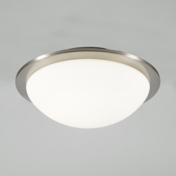 Arwel LED Bathroom Glass Dome Flush Ceiling Light - Satin Nickel - thumbnail 2
