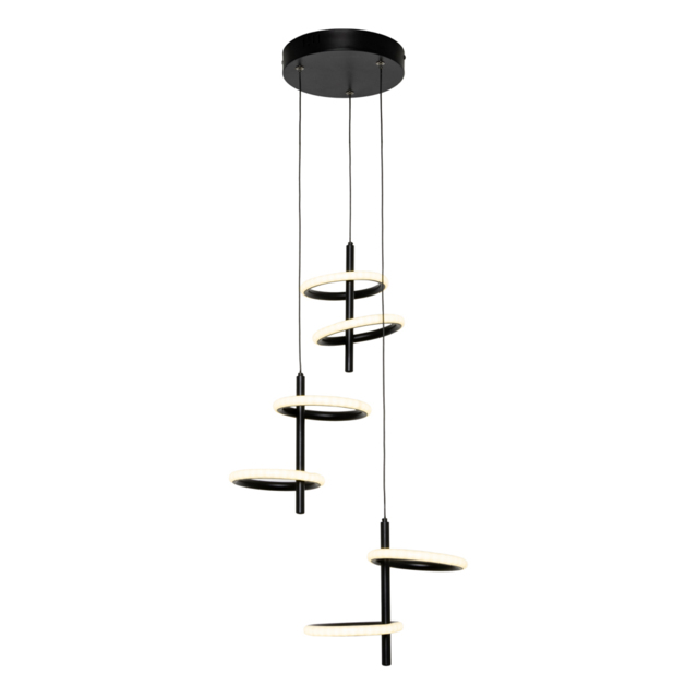 Geo 6 Light LED Ring Cluster Pendant - Black - image 1