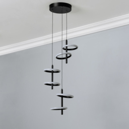 Geo 6 Light LED Ring Cluster Pendant - Black - thumbnail 3