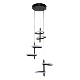 Geo 6 Light LED Ring Cluster Pendant - Black - thumbnail 5