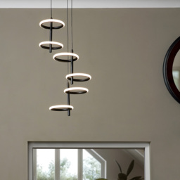 Geo 6 Light LED Ring Cluster Pendant - Black - thumbnail 7