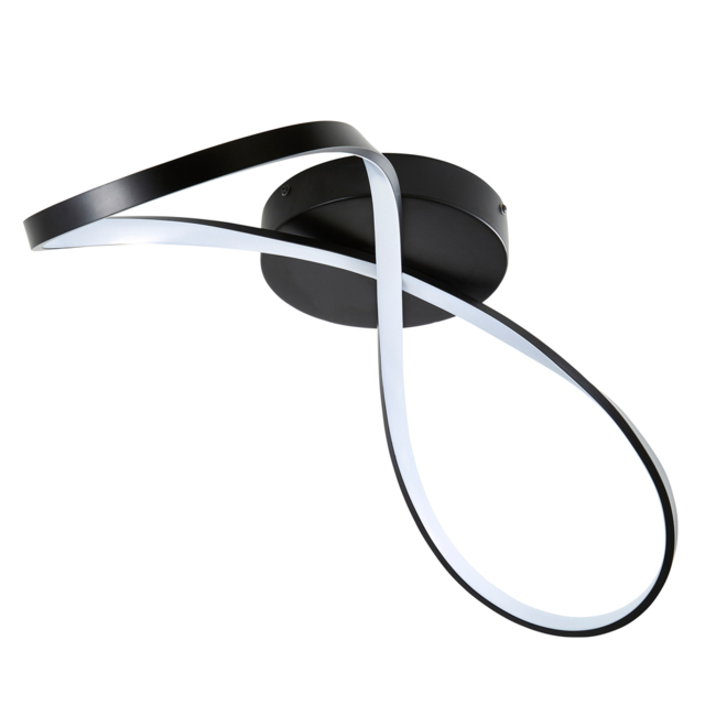 Finn LED Swirl Flush Bathroom Ceiling Light - Matte Black - image 1