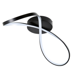 Finn LED Swirl Flush Bathroom Ceiling Light - Matte Black - thumbnail 1