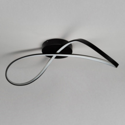 Finn LED Swirl Flush Bathroom Ceiling Light - Matte Black - thumbnail 3