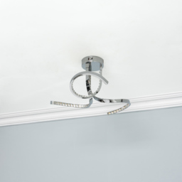 Swirl 3 Arm LED Semi Flush Ceiling Light - Chrome - thumbnail 3