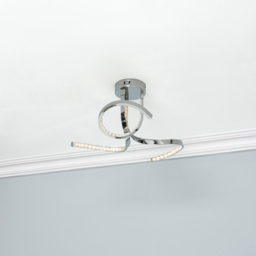 Swirl 3 Arm LED Semi Flush Ceiling Light - Chrome - thumbnail 2