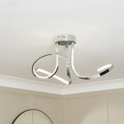 Swirl 3 Arm LED Semi Flush Ceiling Light - Chrome - thumbnail 7