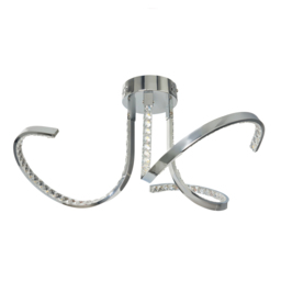 Swirl 3 Arm LED Semi Flush Ceiling Light - Chrome