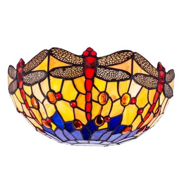 Tiffany by Tiff 2 Light Dragonfly Wall Light - Antique Brass - image 1
