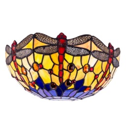 Tiffany by Tiff 2 Light Dragonfly Wall Light - Antique Brass - thumbnail 2