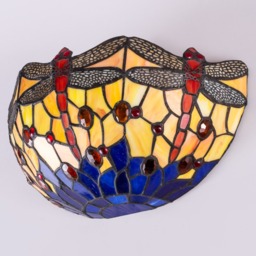 Tiffany by Tiff 2 Light Dragonfly Wall Light - Antique Brass - thumbnail 4