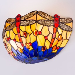 Tiffany by Tiff 2 Light Dragonfly Wall Light - Antique Brass - thumbnail 3