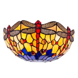 Tiffany by Tiff 2 Light Dragonfly Wall Light - Antique Brass - thumbnail 1