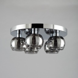 Seren 5 Light Smoke Glass Bathroom Flush Ceiling Light - Chrome - thumbnail 3
