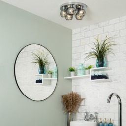 Seren 5 Light Smoke Glass Bathroom Flush Ceiling Light - Chrome - thumbnail 5