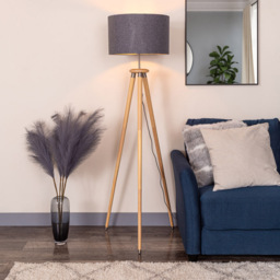 Willow Wooden Tripod Floor Lamp - Natural - thumbnail 7