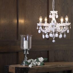 Marie Therese 5 Light Dual Mount Chandelier - White with LED Bulbs - thumbnail 7