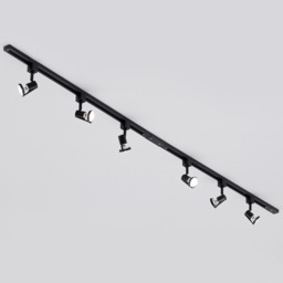 2 metre Track Light Kit with 6 Harlem Heads and LED Bulbs - Black - thumbnail 2